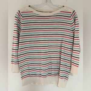 LOFT Multicolor Striped Boat Neck Sweater